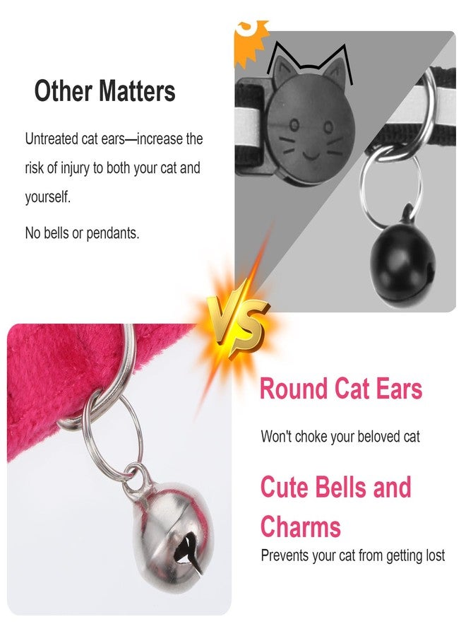 HaiFafafaing 2 Pcs Pink Cat Collar with Bow Bells Breakaway Cat Bowtie Collar with Bell Safety Buckle Cats Collars for Girl Cats Adjustable Soft Cute Kitten Collars for Kitten - Image 4